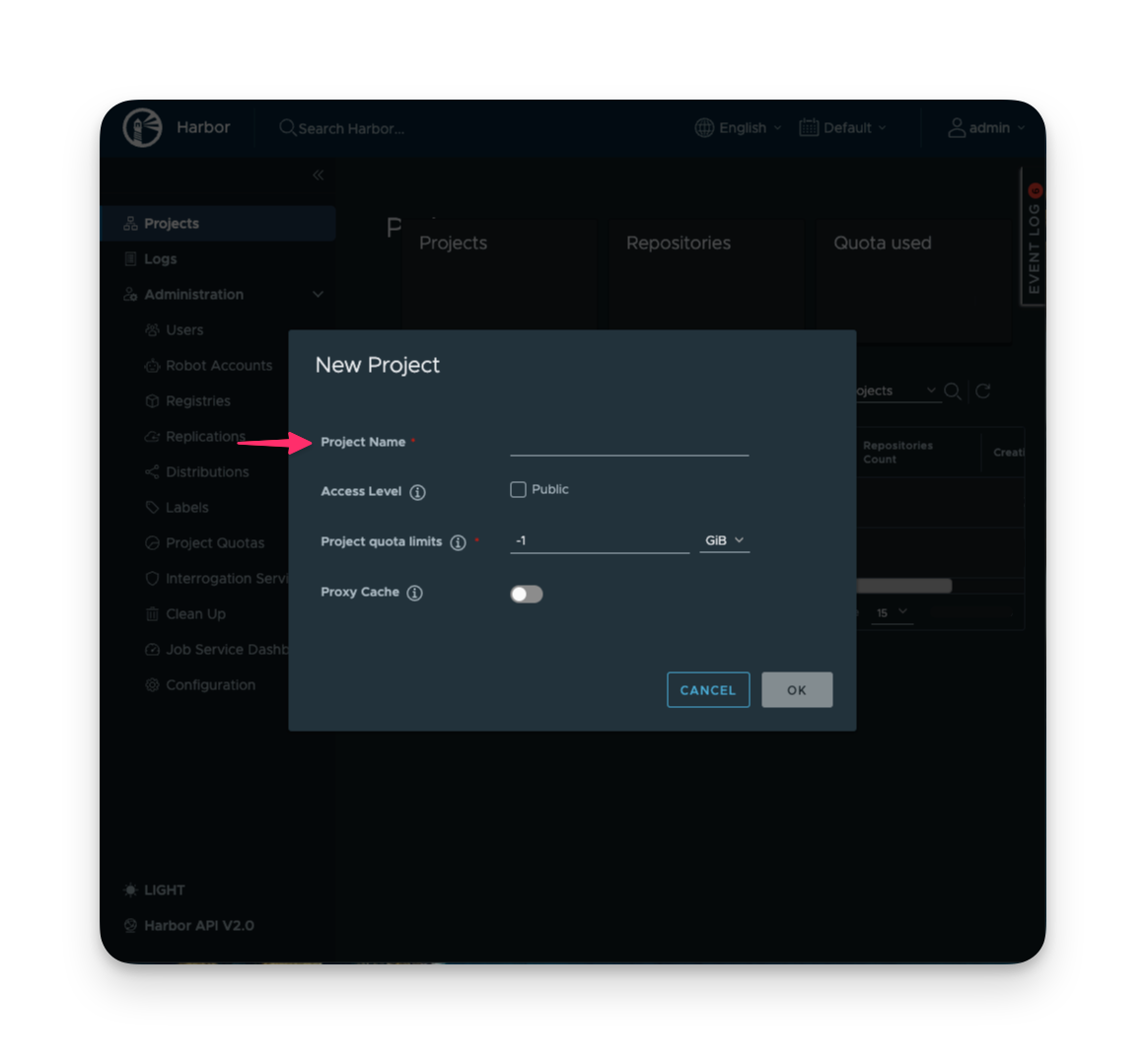 Screenshot of Harbor project